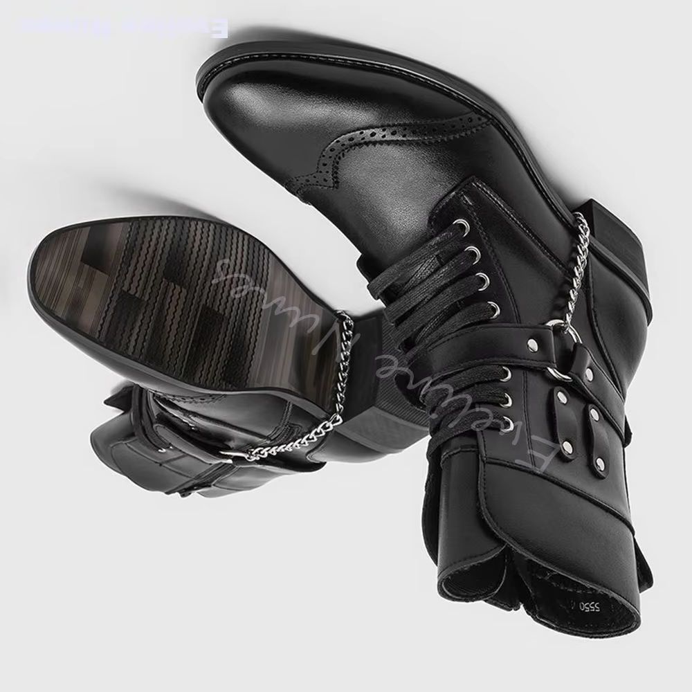 Motorcycle Chain - Botas de combate de cuero para